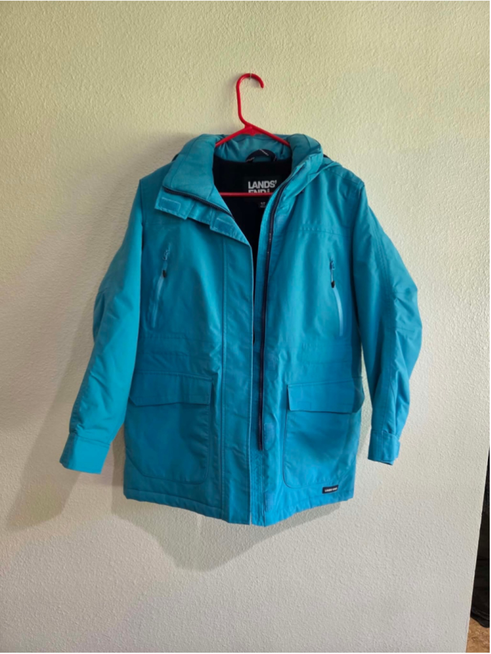 Lands’ End Women’s S/P 6–8 Teal Squall Hooded Winter Parka Z-4